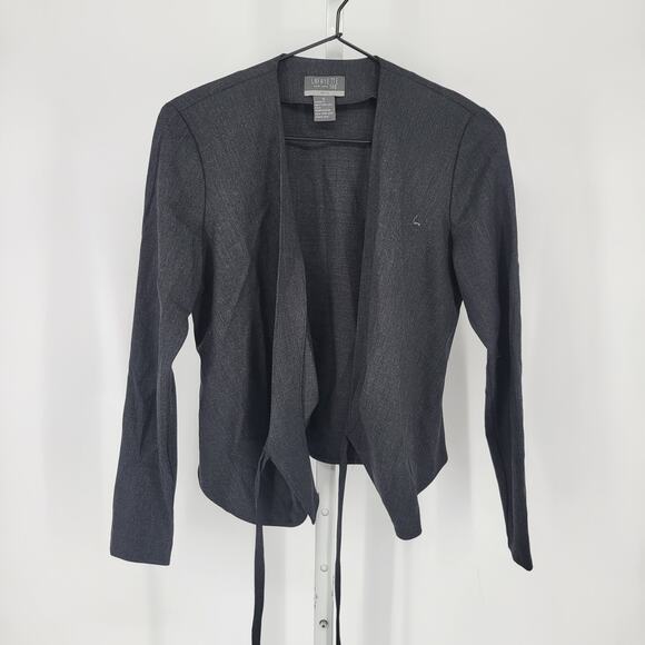 Lafayette 148 Womens Sz 0P Petite Wrap Style Blazer Jacket Charcoal Gray Wool - Picture 1 of 5